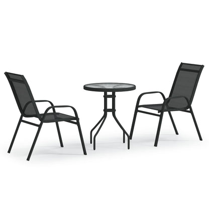 3 Piece Garden Bistro Set Black