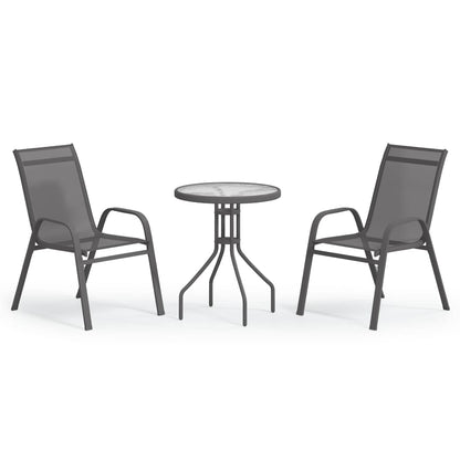 3 Piece Garden Bistro Set Grey