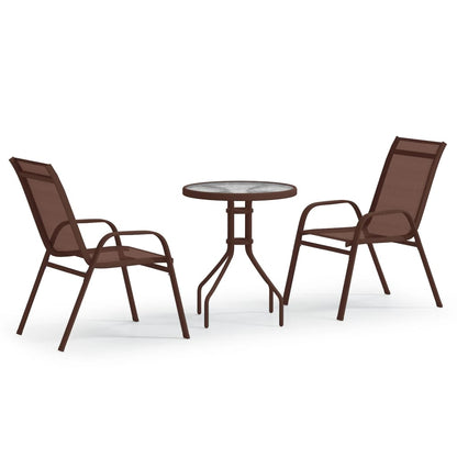 3 Piece Garden Bistro Set Brown