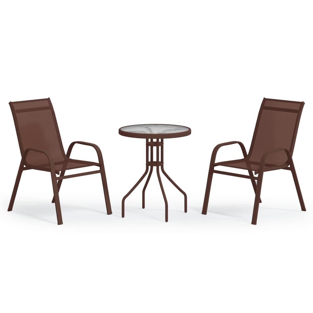 3 Piece Garden Bistro Set Brown