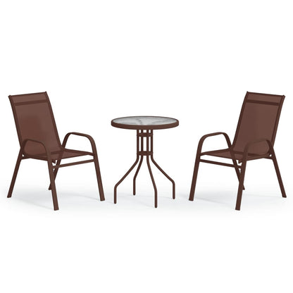 3 Piece Garden Bistro Set Brown