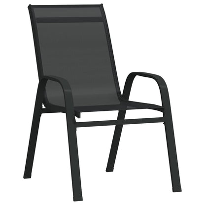 Stackable Garden Chairs 2 pcs Black Textilene Fabric