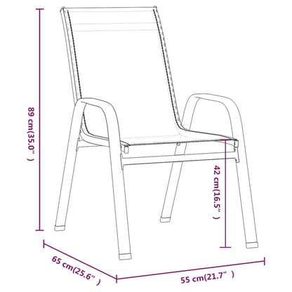 Stackable Garden Chairs 2 pcs Black Textilene Fabric