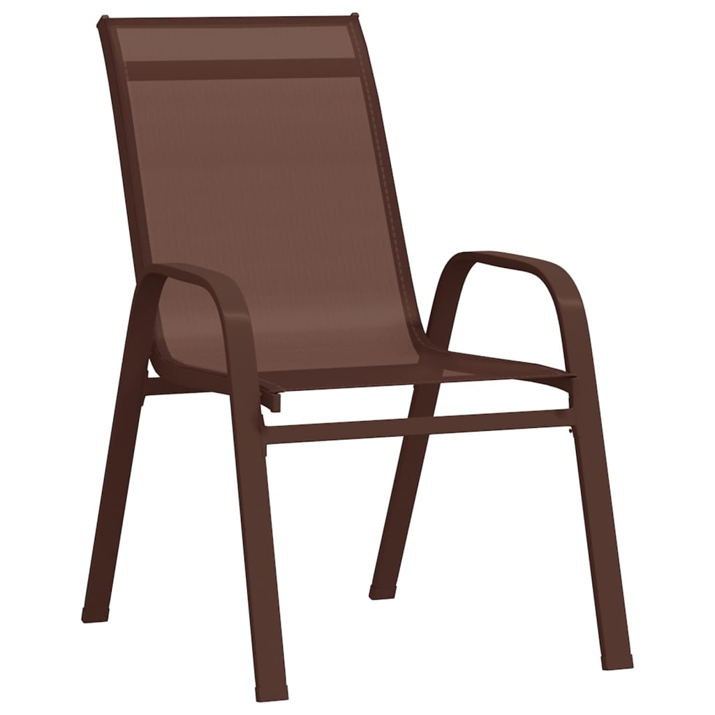 Stackable Garden Chairs 4 pcs Brown Textilene Fabric