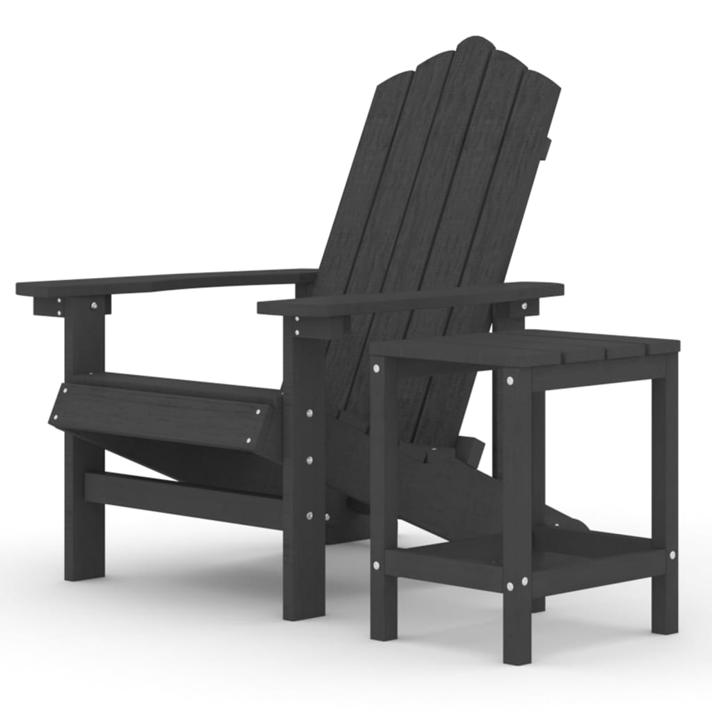 Garden Adirondack Chair with Table HDPE Anthracite