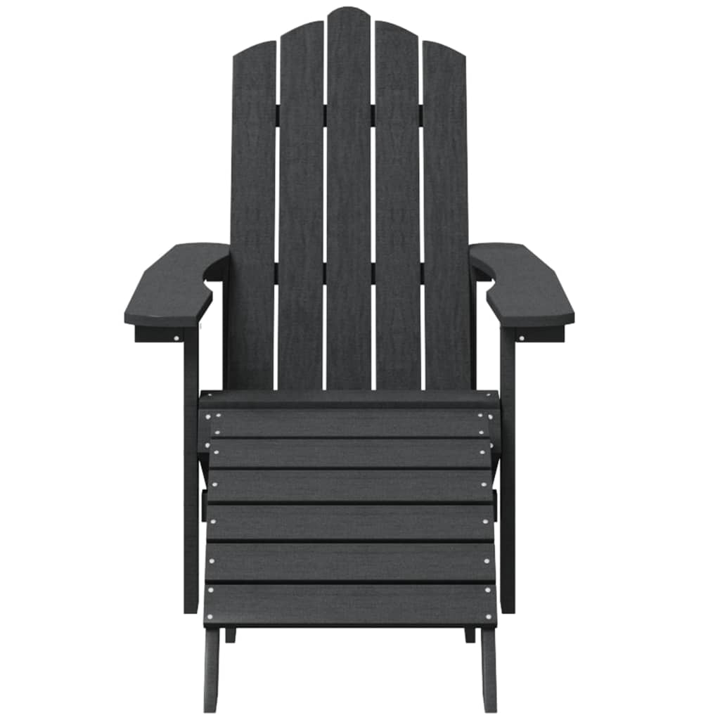 Garden Adirondack Chair with Footstool & Table HDPE Anthracite