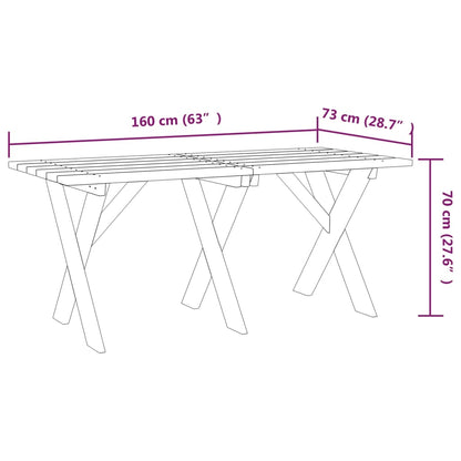 Garden Table 160x73x70 cm Impregnated Pinewood