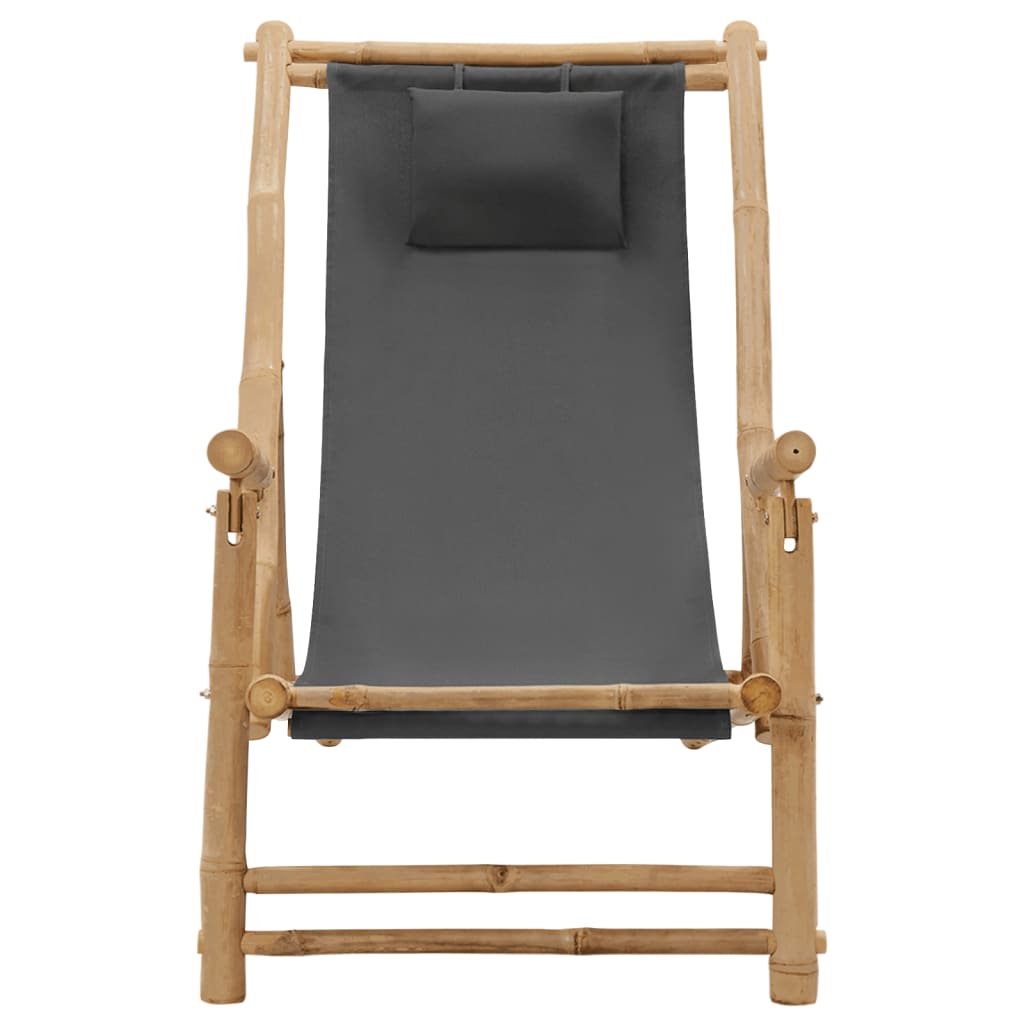 Deck Chair Bamboo and Canvas Dark Grey