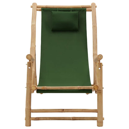 Deck Chair Bamboo and Canvas Green