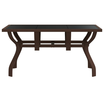 Garden Table Brown and Black 140x70x70 cm Steel and Glass