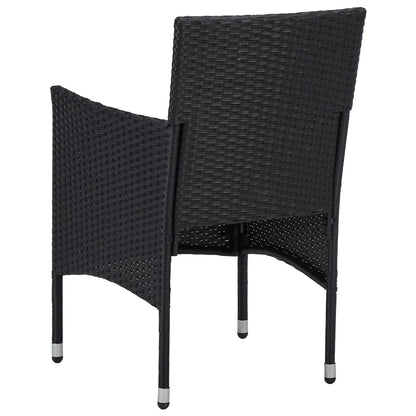 3 Piece Garden Dining Set with Cushions Poly Rattan Black