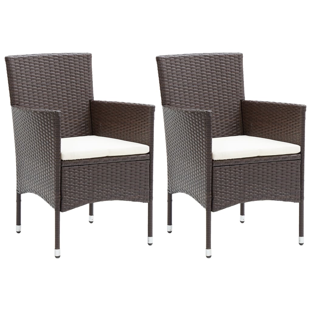 3 Piece Garden Dining Set with Cushions Poly Rattan Brown