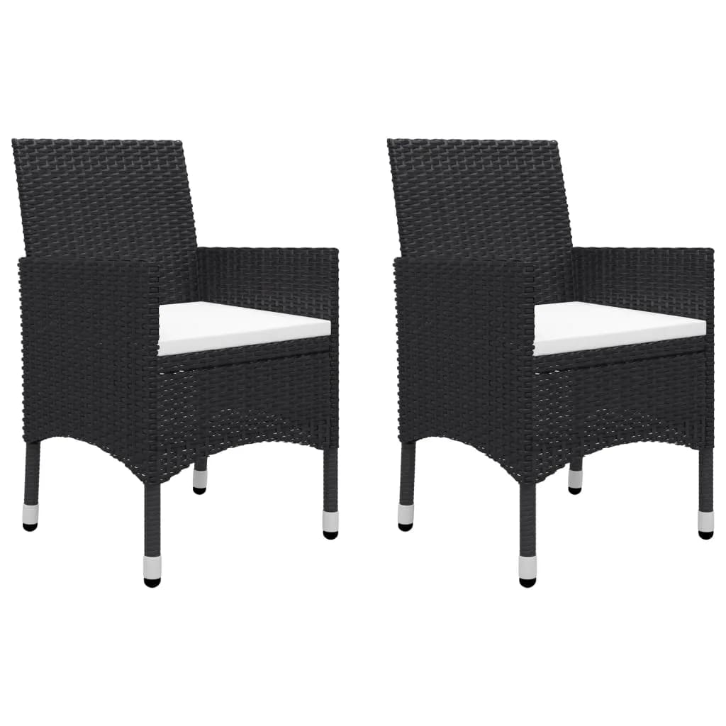 3 Piece Garden Dining Set with Cushions Black