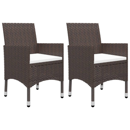 3 Piece Garden Dining Set Poly Rattan and Tempered Glass Brown