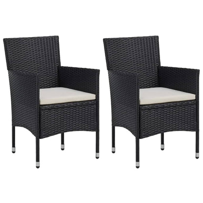 3 Piece Garden Dining Set Poly Rattan and Solid Wood Black