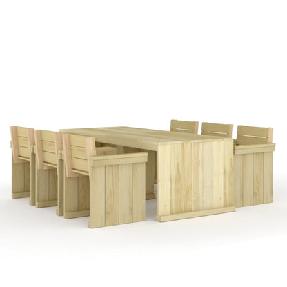 7 Piece Garden Dining Set Impregnated Pinewood