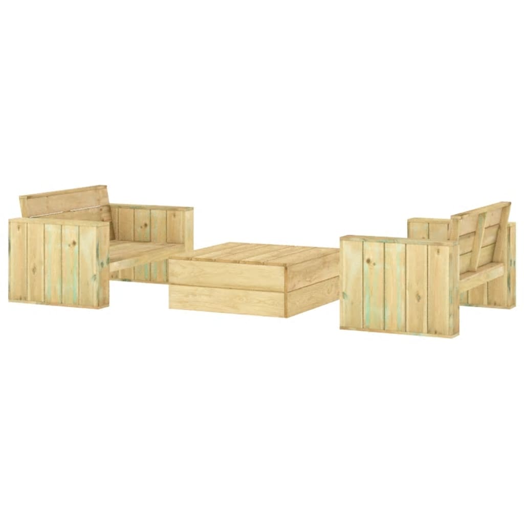 3 Piece Garden Lounge Set Impregnated Solid Wood Pine