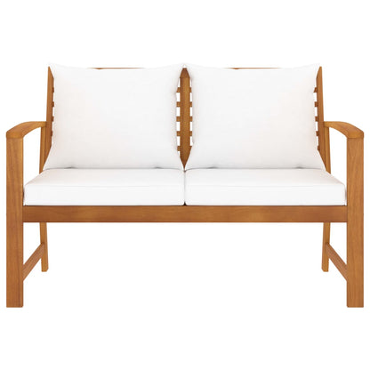 Garden Bench 120 cm with Cream Cushion Solid Wood Acacia