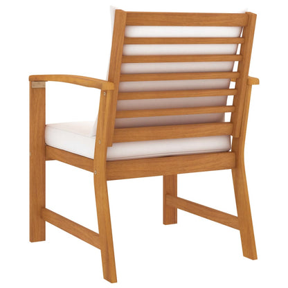 Garden Chairs 2 pcs with Cream Cushions Solid Wood Acacia