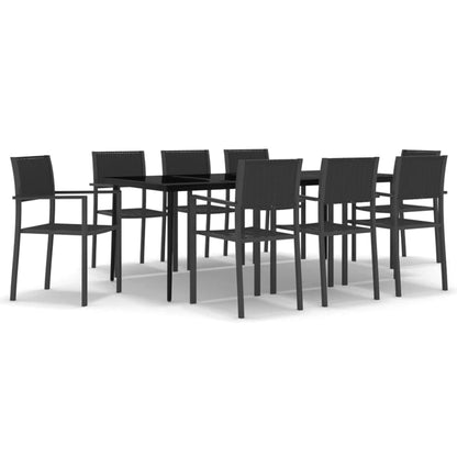 9 Piece Garden Dining Set Black