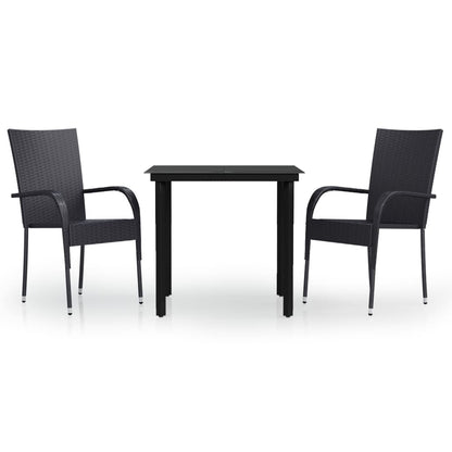 3 Piece Outdoor Dining Set Black