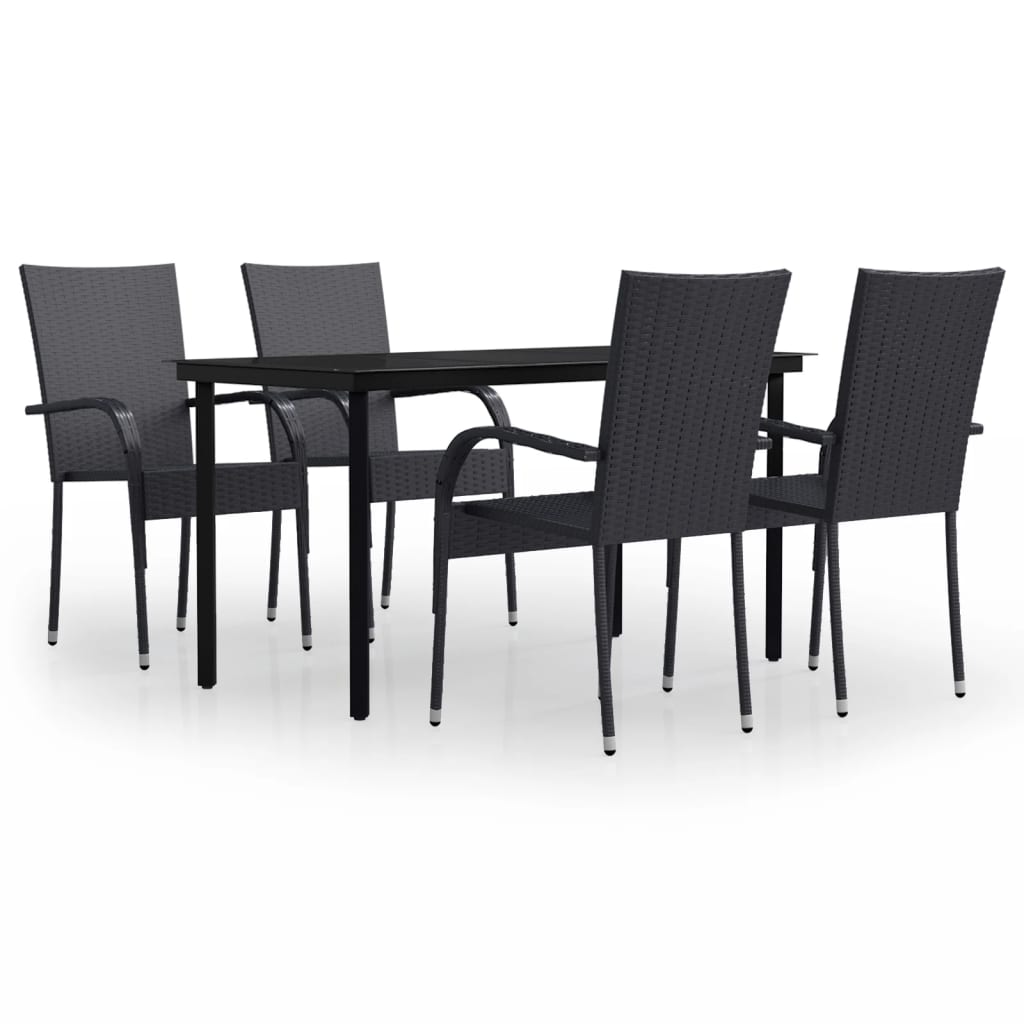 5 Piece Outdoor Dining Set Black