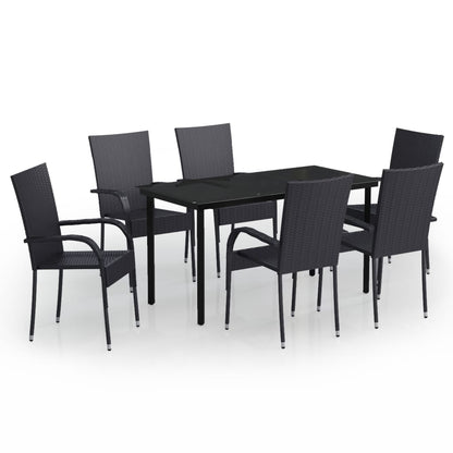 7 Piece Outdoor Dining Set Black