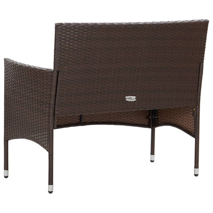 Garden Bench with Cushion Poly Rattan Brown