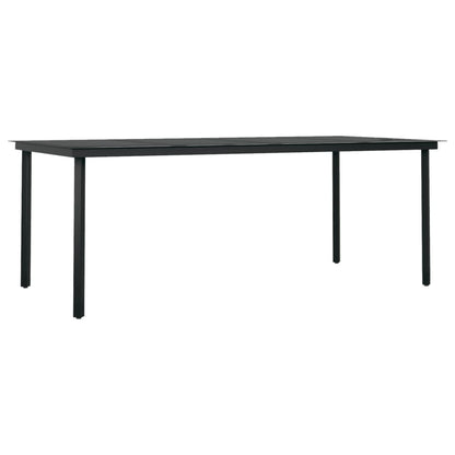 Garden Dining Table Black 200x100x74 cm Steel and Glass