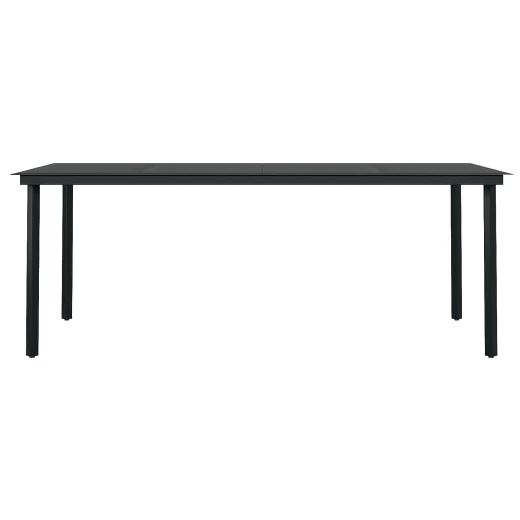 Garden Dining Table Black 200x100x74 cm Steel and Glass