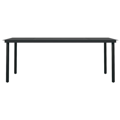 Garden Dining Table Black 200x100x74 cm Steel and Glass