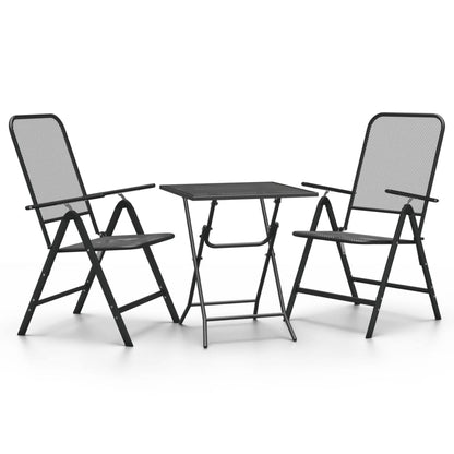 3 Piece Garden Dining Set Expanded Metal Mesh Anthracite