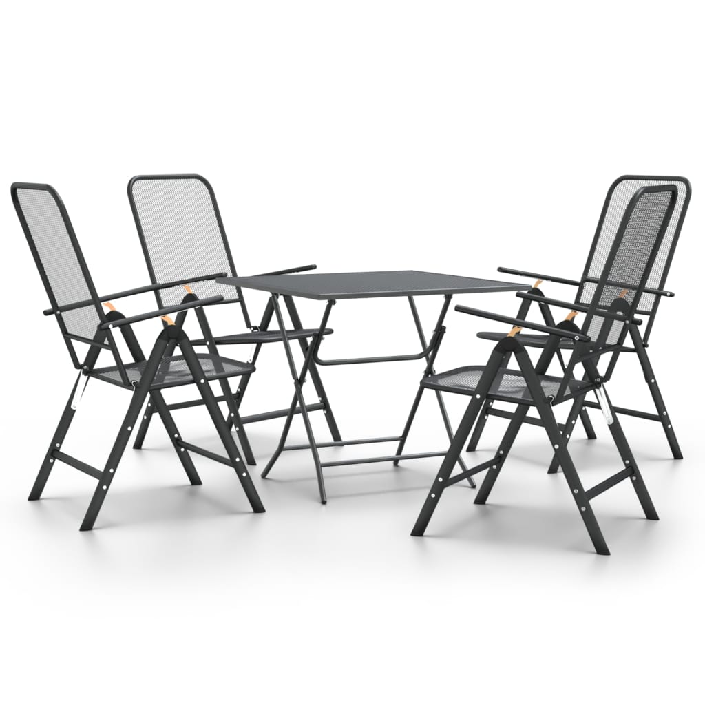 5 Piece Garden Dining Set Expanded Metal Mesh Anthracite