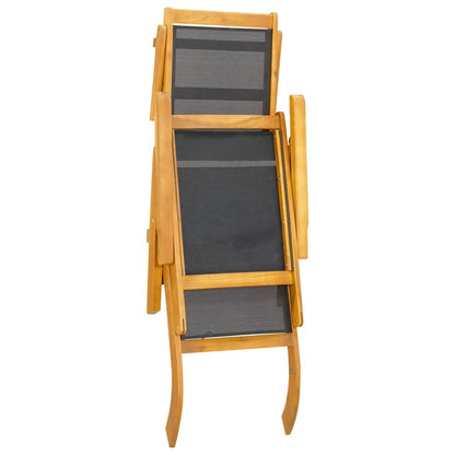 Outdoor Deck Chair with Table Solid Wood Acacia and Textilene