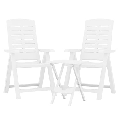 3 Piece Garden Dining Set White Polypropylene