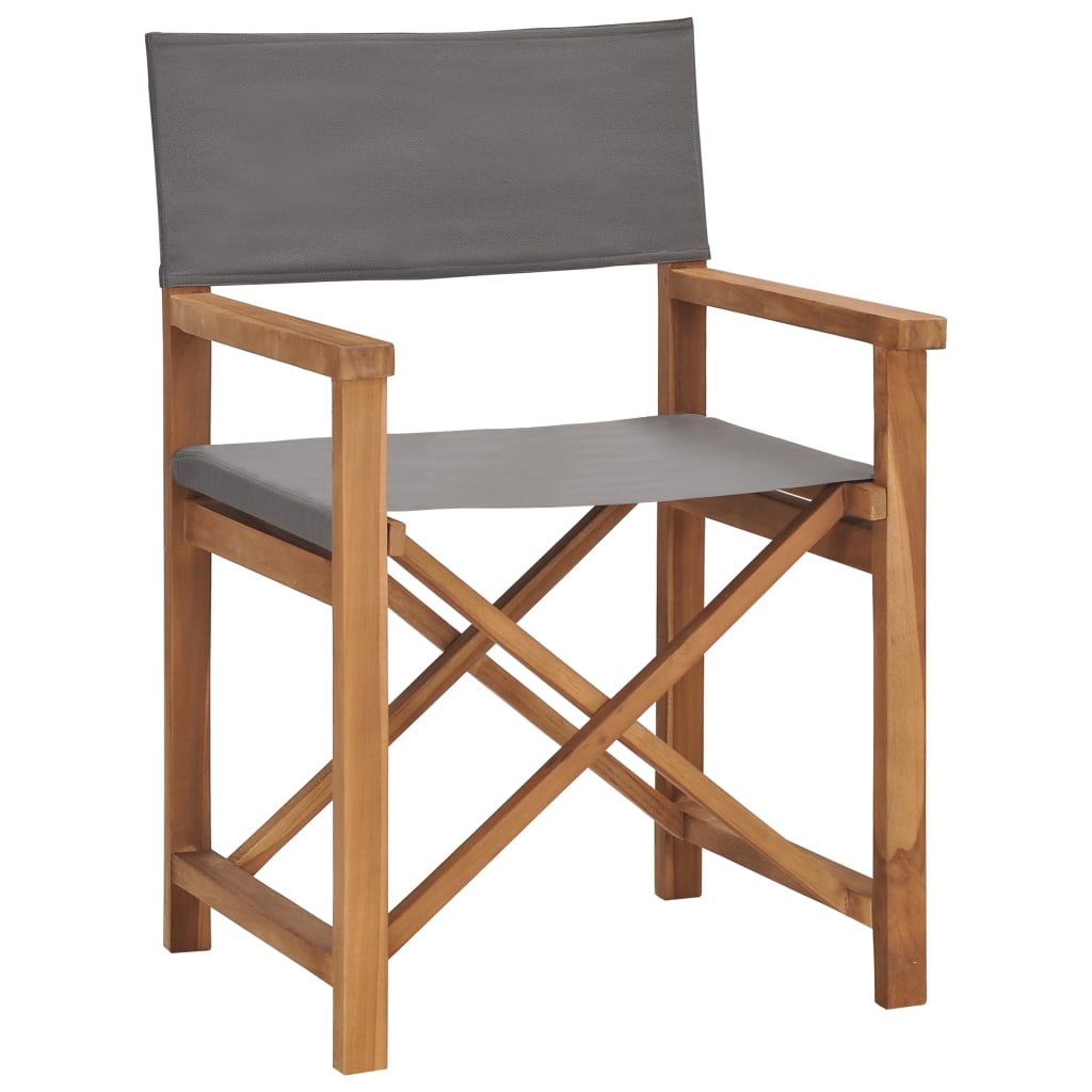 Director's Chairs 2 pcs Solid Teak Wood Grey