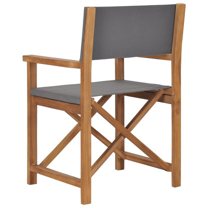 Director's Chairs 2 pcs Solid Teak Wood Grey