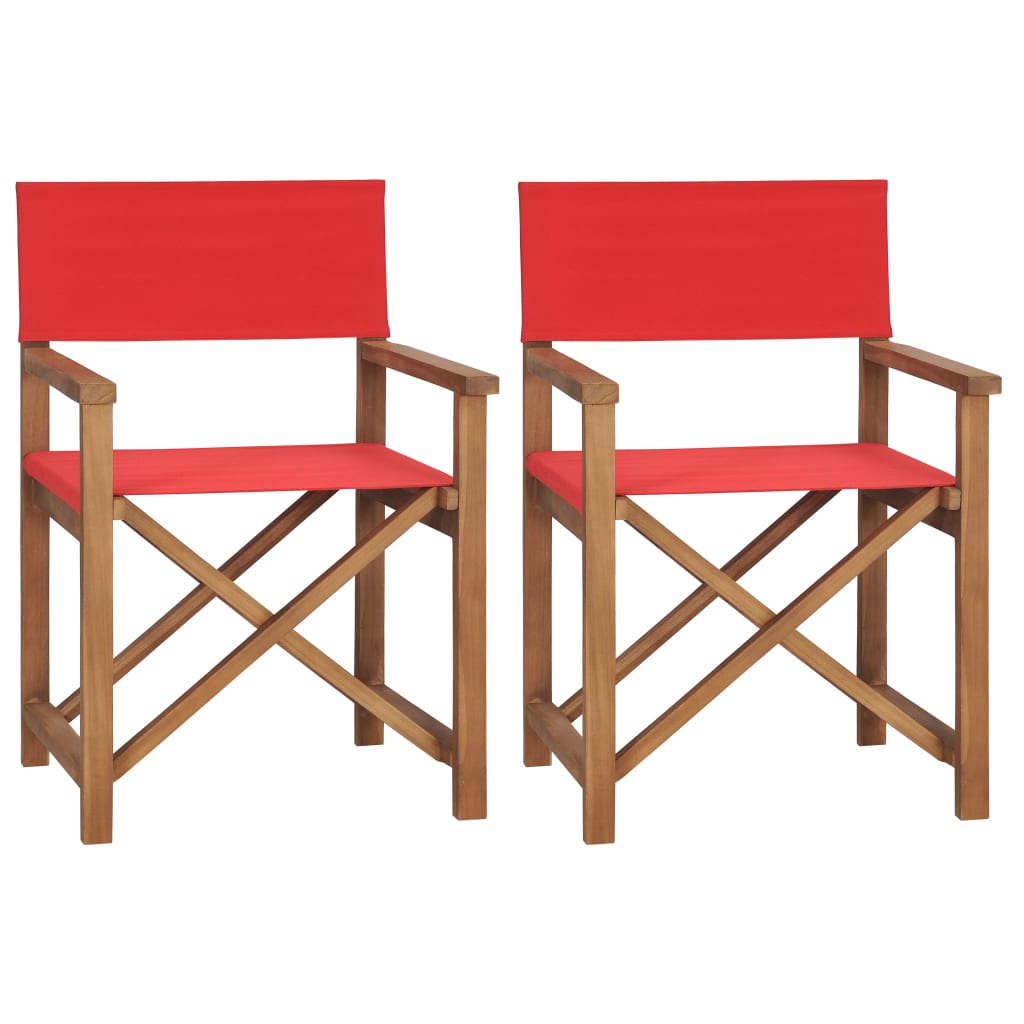 Director's Chairs 2 pcs Solid Teak Wood Red