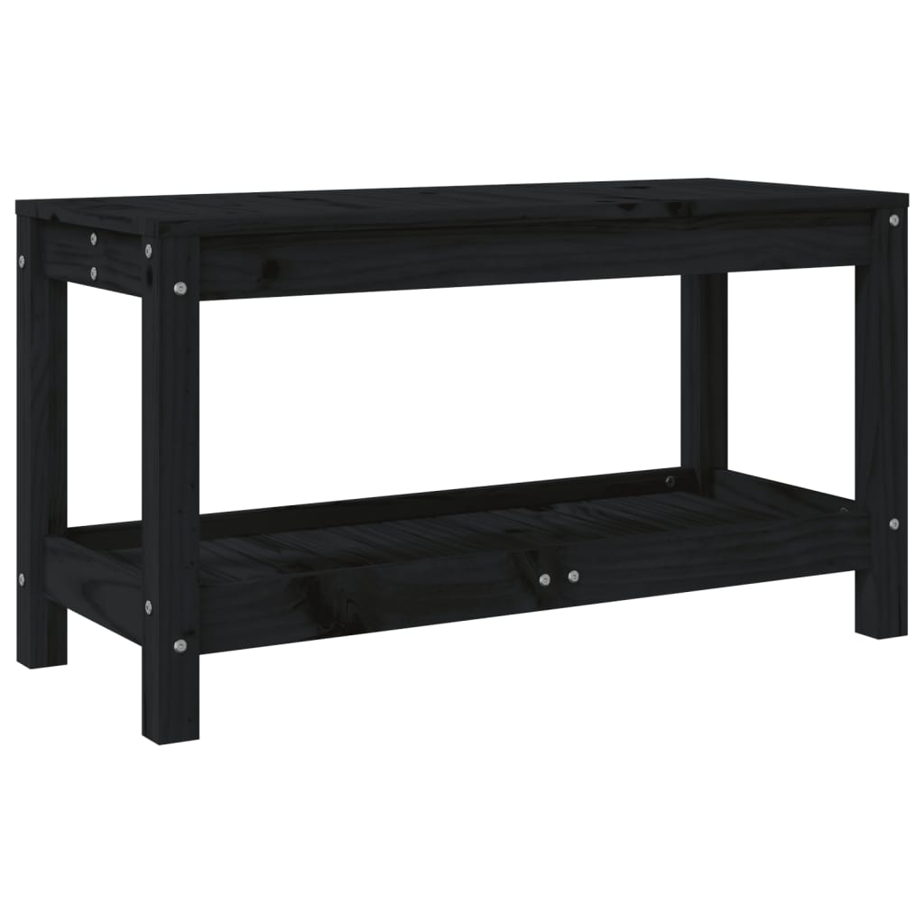 Garden Bench Black 82.5x35x45 cm Solid Wood Pine