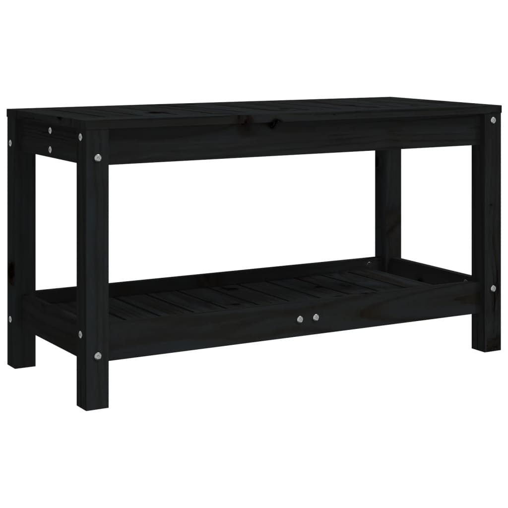 Garden Bench Black 82.5x35x45 cm Solid Wood Pine