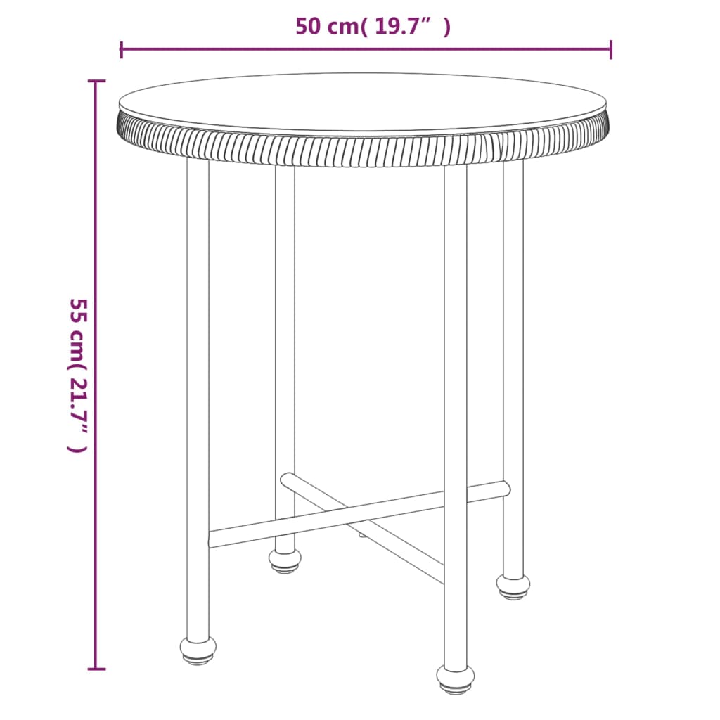 Dining Table Ã˜50 cmÂ Tempered Glass and Steel