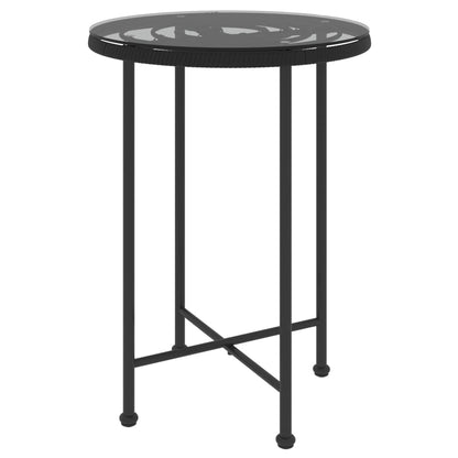 Dining Table Black Ã˜55 cmÂ Tempered Glass and Steel