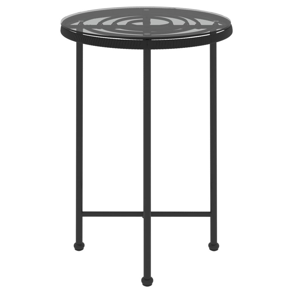 Dining Table Black Ã˜55 cmÂ Tempered Glass and Steel