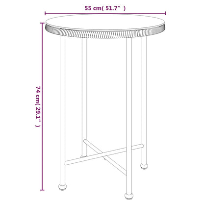 Dining Table Black Ã˜55 cmÂ Tempered Glass and Steel