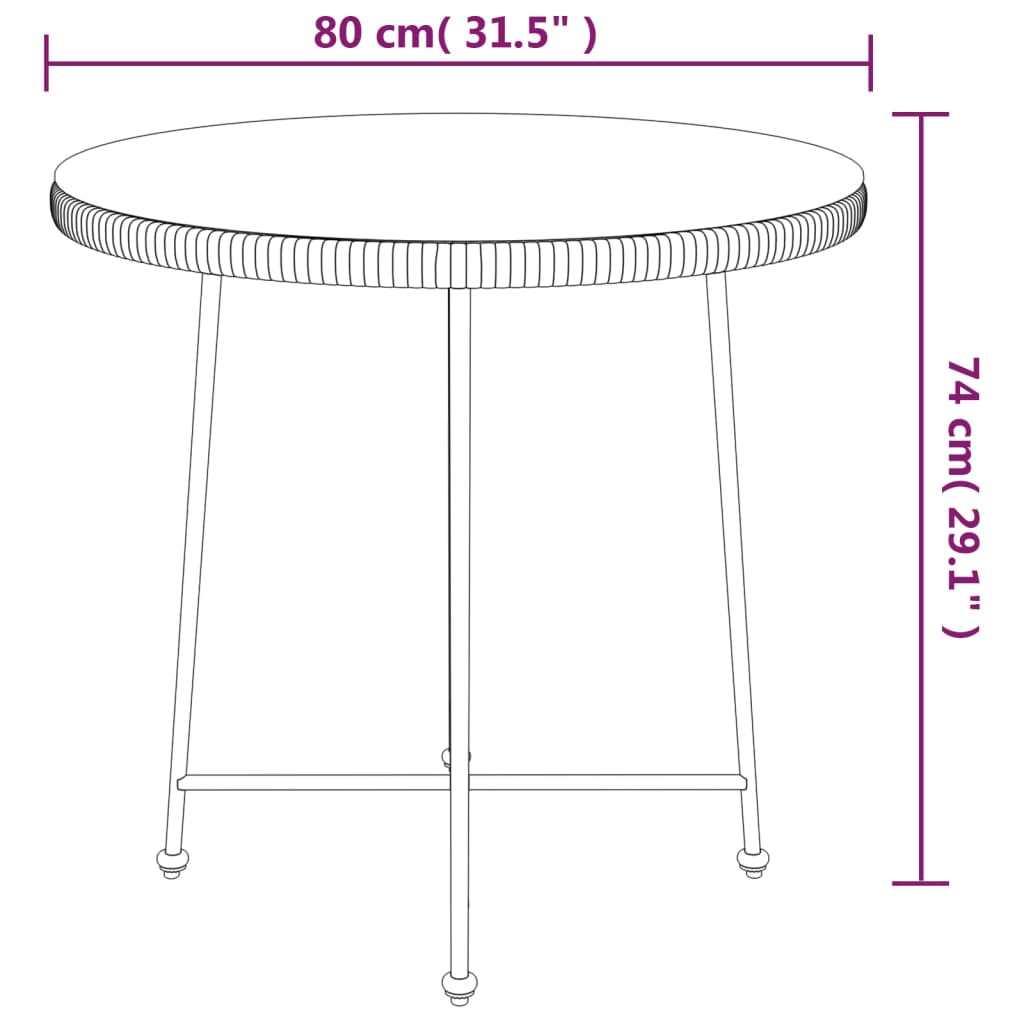 Dining Table Ã˜80 cmÂ Tempered Glass and Steel