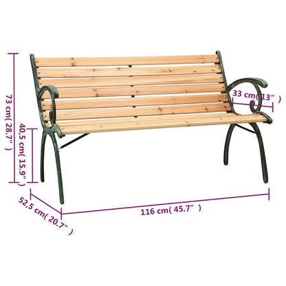 Garden Bench 116 cm Cast Iron and Solid Wood Fir