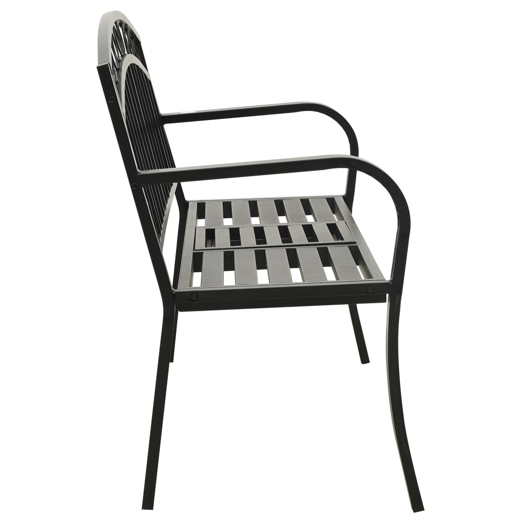 Garden Bench with Table Black 120 cm Steel