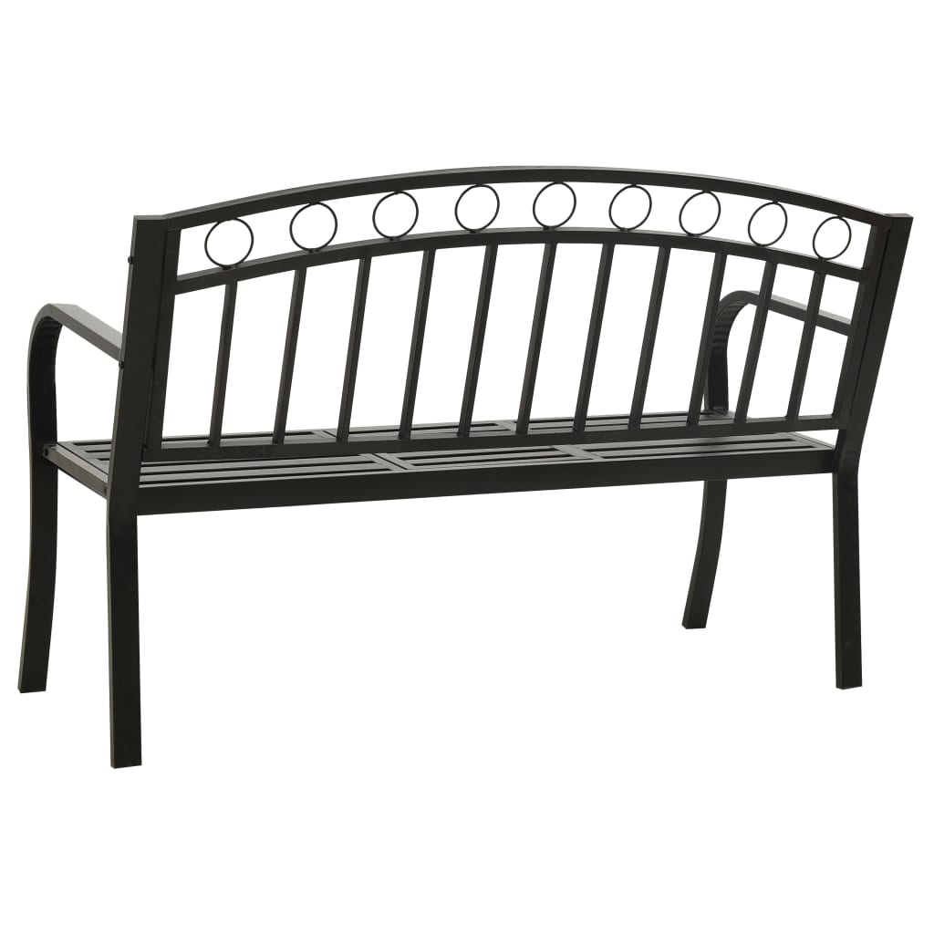 Garden Bench with Table Black 120 cm Steel