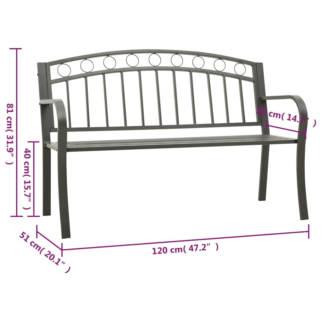 Garden Bench Grey 120 cm Steel