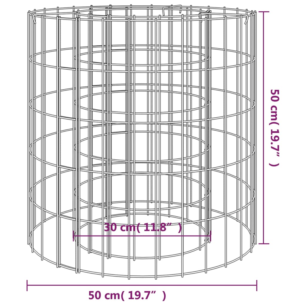 Gabion Fire Pit Ã˜ 50 cm Galvanised Iron